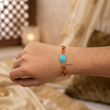925 Sterling Silver Oval Turquoise Rakhi for Raksha Bandhan