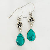 Turquoise Phool Silver Earring