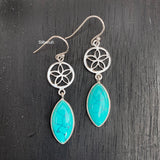 Turquoise Phool Silver Earring