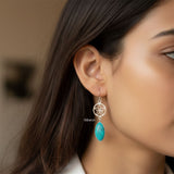 Turquoise Phool Silver Earring
