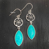 Turquoise Phool Silver Earring