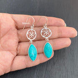 Turquoise Phool Silver Earring