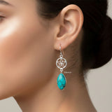 Turquoise Phool Silver Earring