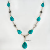 Turquoise Phool Silver Necklace