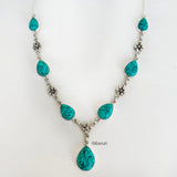 Turquoise Phool Silver Necklace