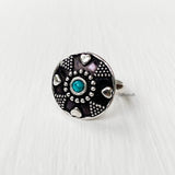 Turquoise Round Silver Ring