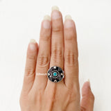 Turquoise Round Silver Ring