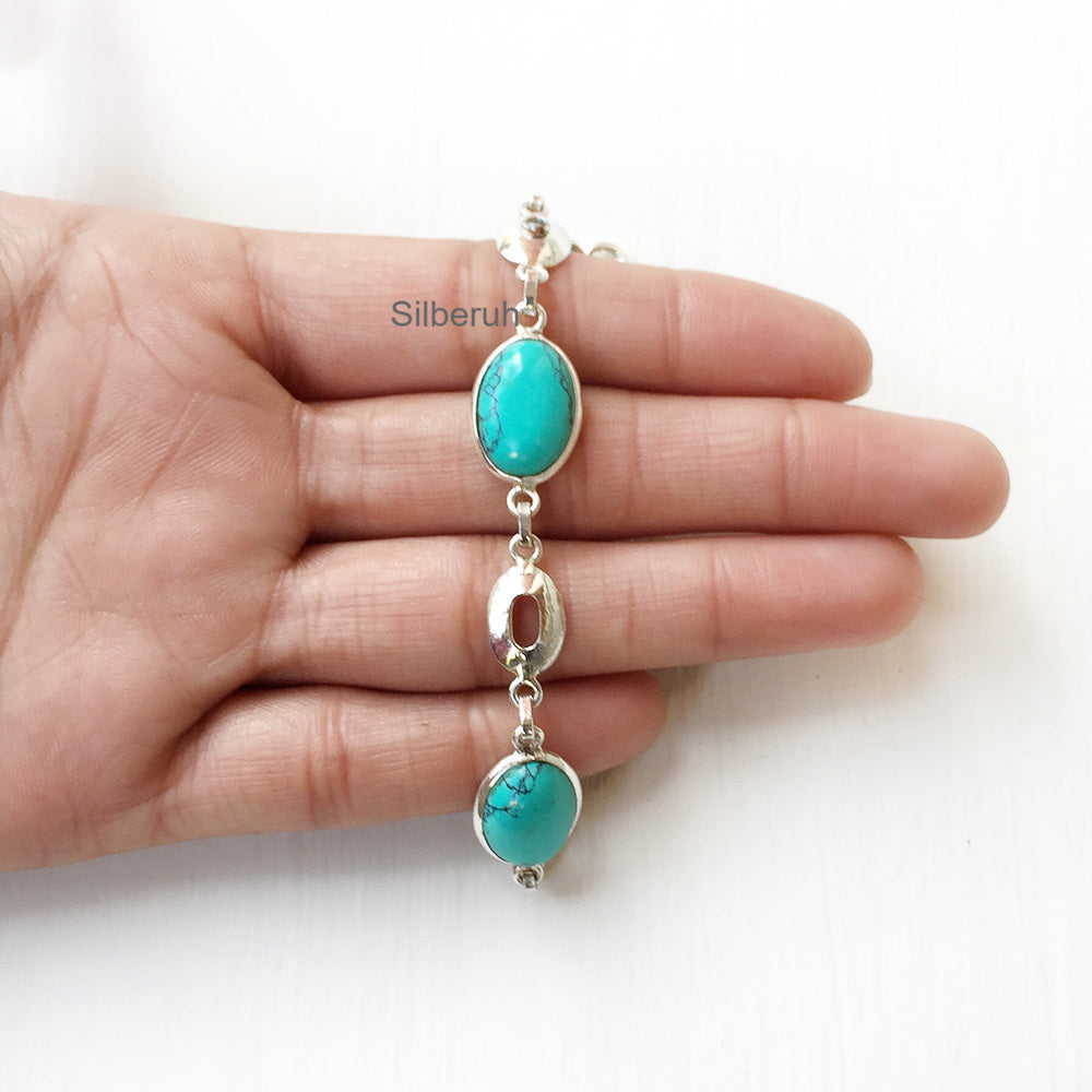 Turquoise Harmony Link Silver Bracelet – SILBERUH