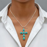Turquoise Silver Cross Pendant