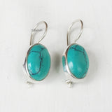 Turquoise Silver Fixed Hook Earring