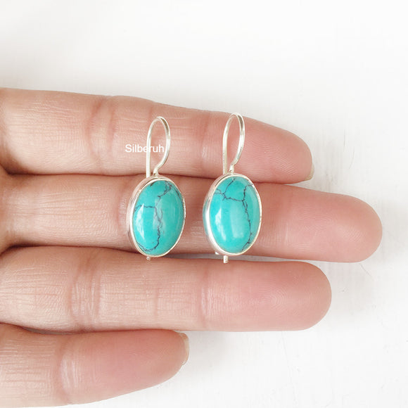 Turquoise Silver Fixed Hook Earring