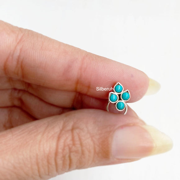 Turquoise Silver Nose Pin