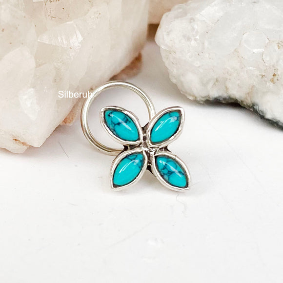 Turquoise Silver Nose Pin