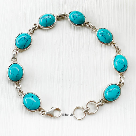 Turquoise Silver Oval Bracelet