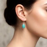 turquoise oval silver earrings 925 India