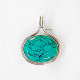 Turquoise Silver Oval Pendant