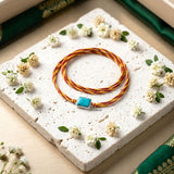Sterling Silver Turquoise Rakhi with Sacred Thread