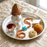 Handmade Silver Rakhi with Natural Turquoise Stone