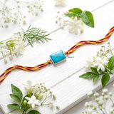 Premium Turquoise Silver Rakhi