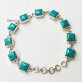 Turquoise Silver Square Bracelet