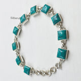 Turquoise Silver Square Bracelet