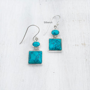 Turquoise Square Silver Earring