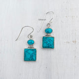 Turquoise Square Silver Earring