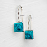 Turquoise Square Silver Earring