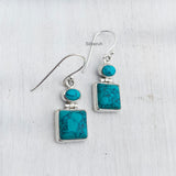 Turquoise Square Silver Earring