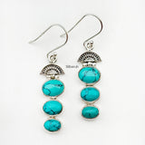 Turquoise Three Layer Silver Earring