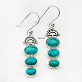 Turquoise Three Layer Silver Earring