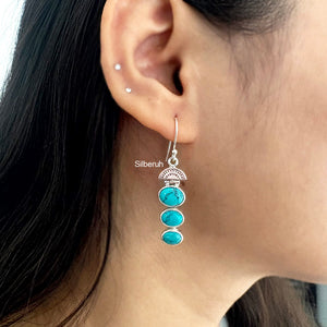 925 Silver Turquoise Drop Earrings