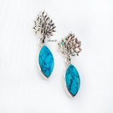 Turquoise Tree Silver Earring