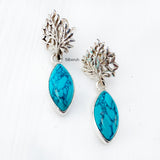 Turquoise Tree Silver Earring