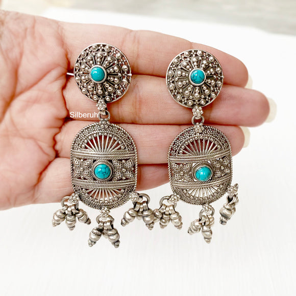 Turquoise Tribal Silver Earring