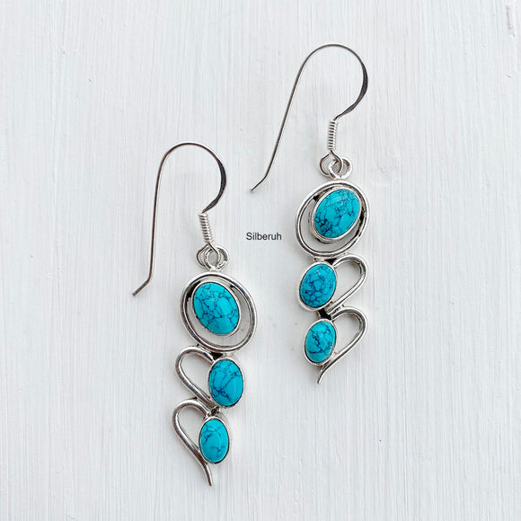 Turquoise Wave Silver Earring