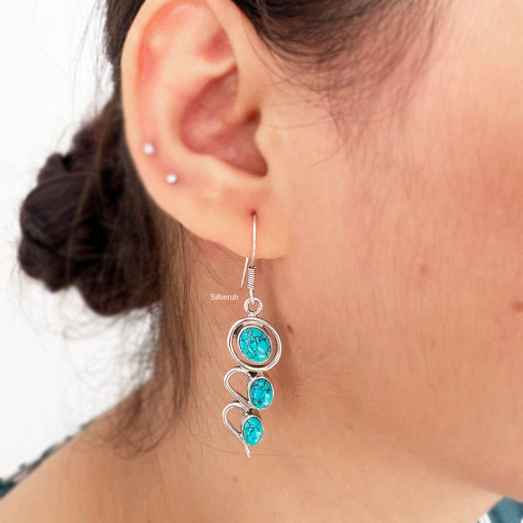 Turquoise Wave Silver Earring