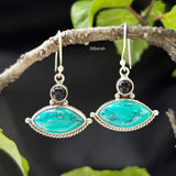 Turquoise & Black Onyx Silver Earring