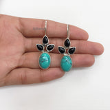 Turquoise & Black Onyx Silver Earring