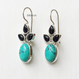 Turquoise & Black Onyx Silver Earring