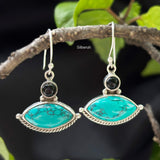 Turquoise & Black Onyx Silver Earring