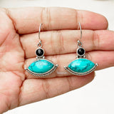 Turquoise & Black Onyx Silver Earring