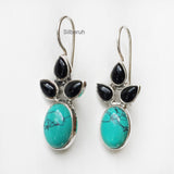 Turquoise & Black Onyx Silver Earring