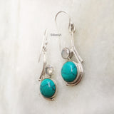 Turquoise & Rainbow Moonstone Silver Earring