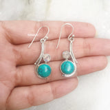 Turquoise & Rainbow Moonstone Silver Earring