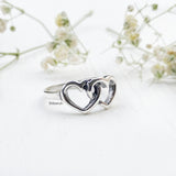 Twin Heart Silver Ring