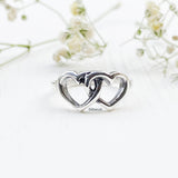 Twin Heart Silver Ring