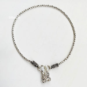 Twisted Wire Chain Silver Anklet