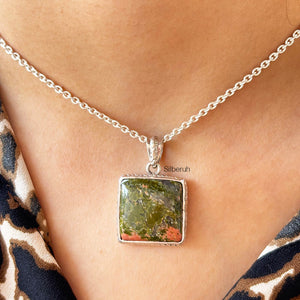 Unakite Silver Pendant