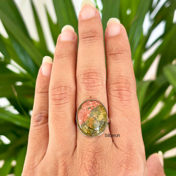 Unakite Silver Ring